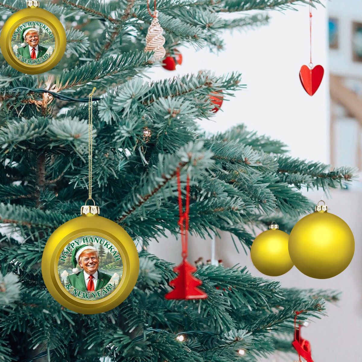 Donald Trump "Happy Hanukkah" Ball Ornament, Tree Decoration, Holiday Décor