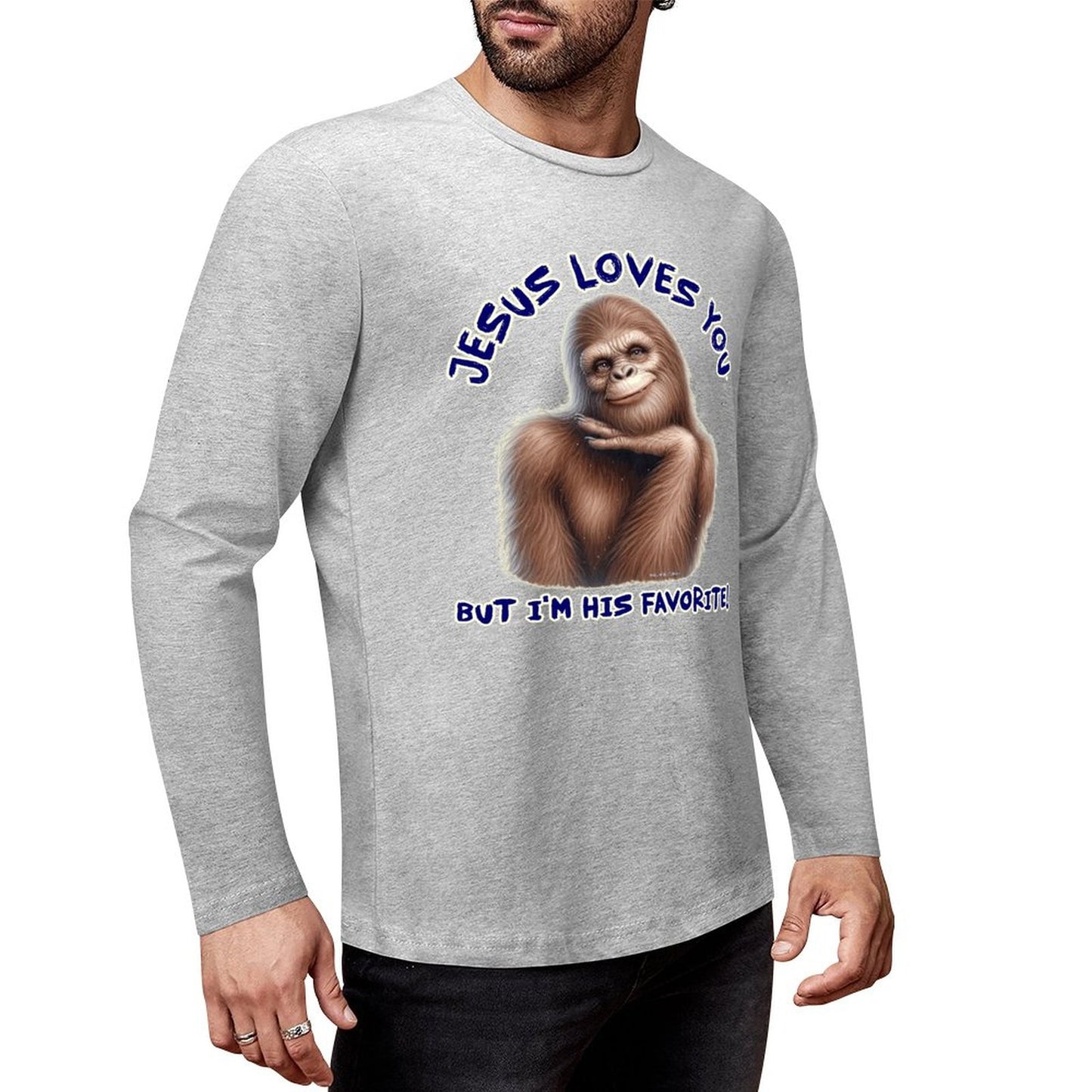 Bigfoot - Sasquatch "Jesus loves you..", Cotton Unisex Long Sleeve T-shirt