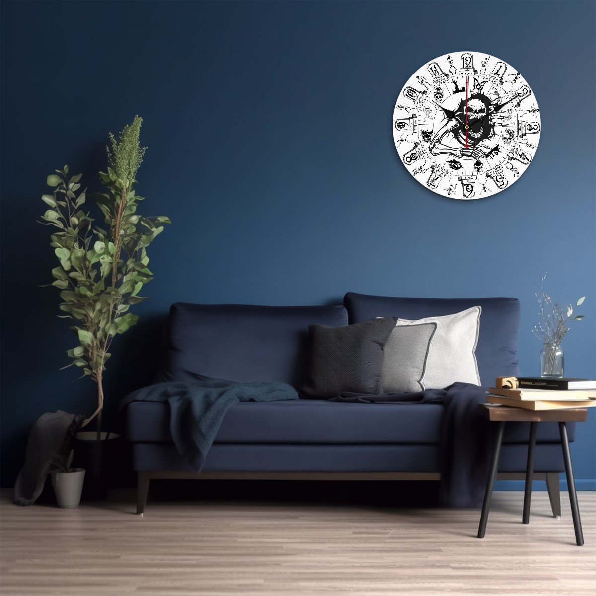 Skeleton, Round Wooden Wall Clock - Made in USA