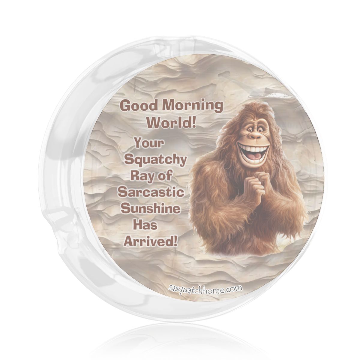 3 .3" Round, Lead Free Glass Ashtray - Bigfoot, Sasquatch