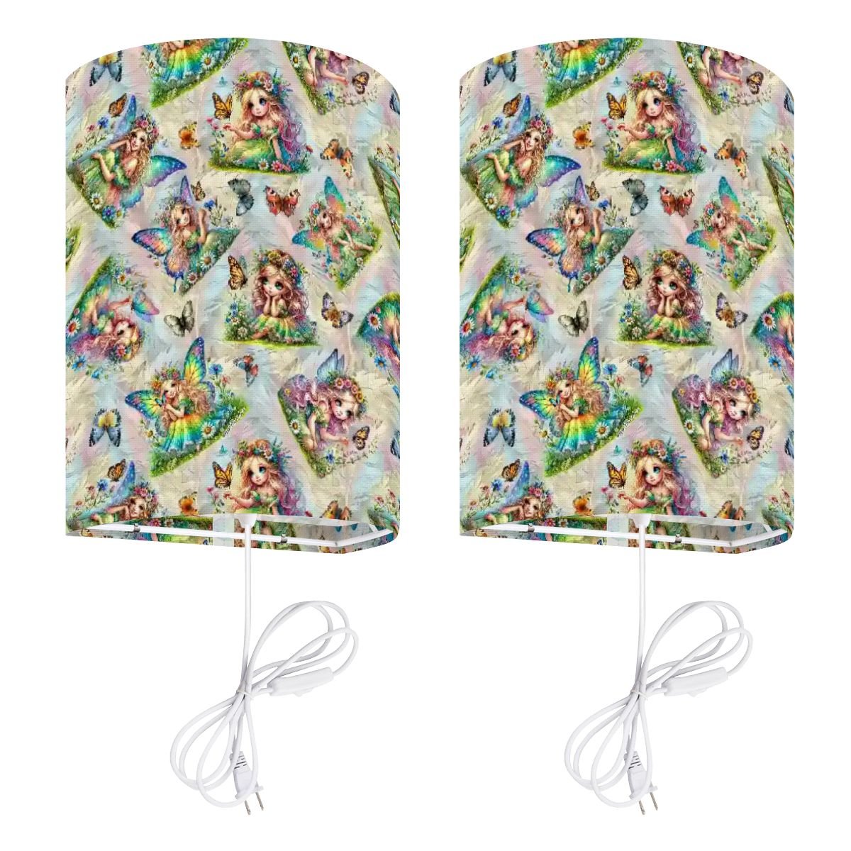 6 Fairy Designs, Wall Sconces, Set of 2, Plug In