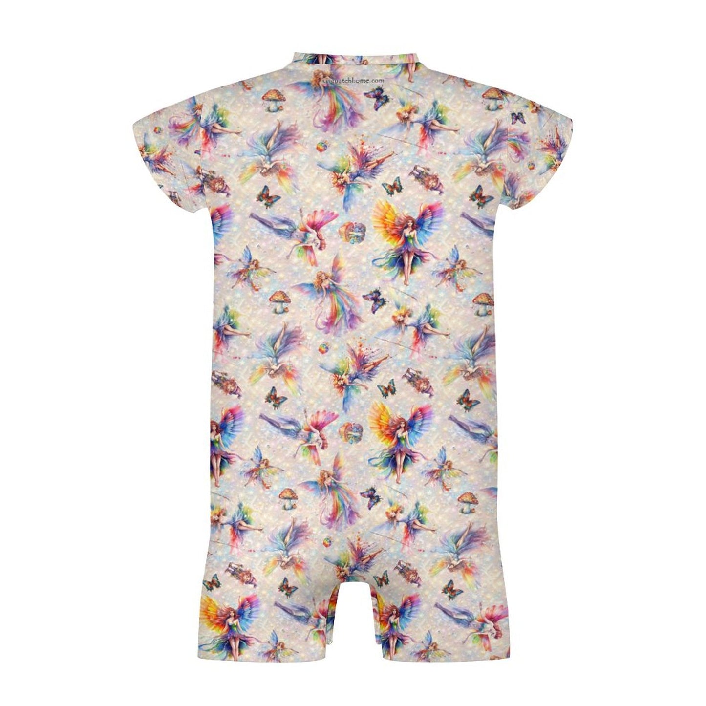 6 Fairy Designs, Faux Cotton Short Sleeve Baby Bodysuit Romper