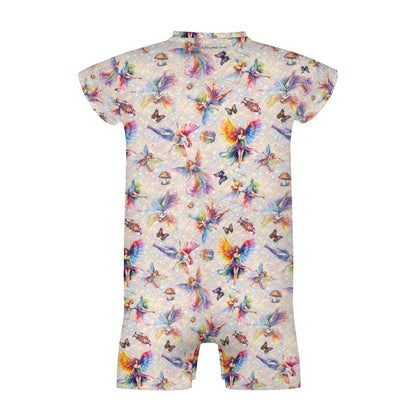 6 Fairy Designs, Faux Cotton Short Sleeve Baby Bodysuit Romper