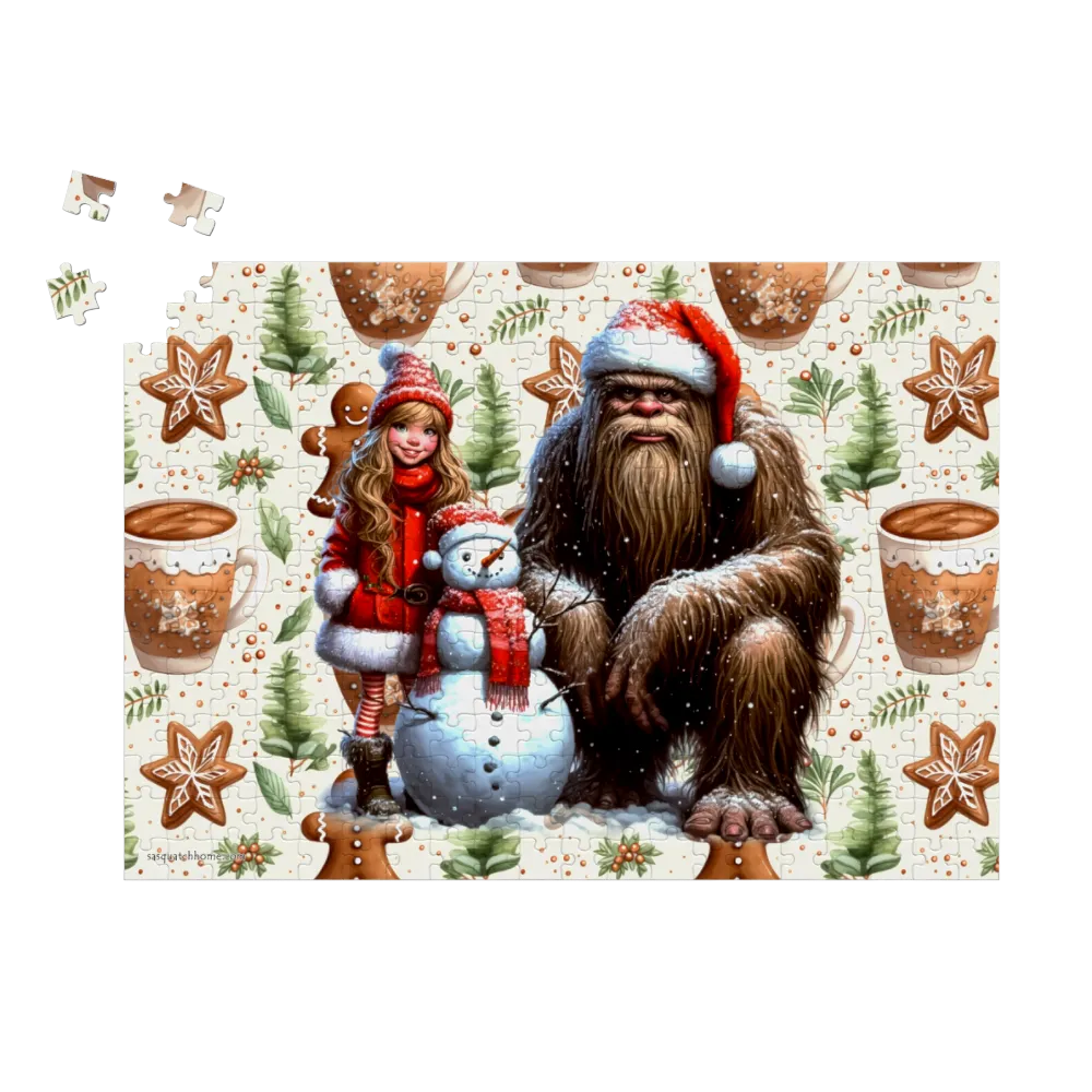 Santa Sasquatch / Bigfoot Snowman, Jigsaw Puzzles, 4 Sizes