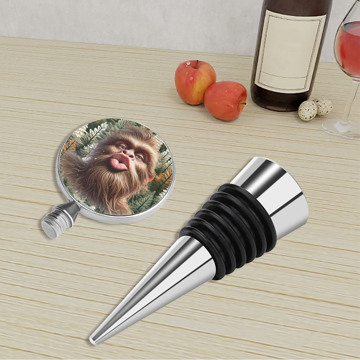 Bigfoot / Sasquatch Kissy Face, Wine Bottle Stopper