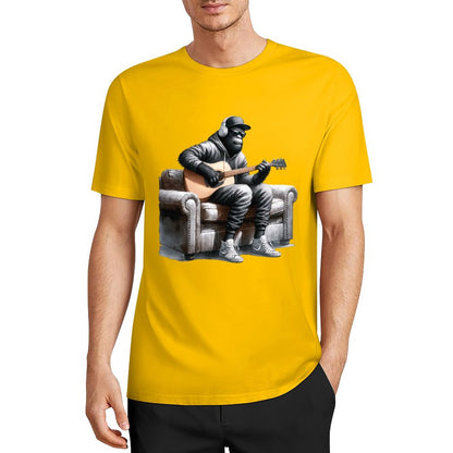 Bigfoot - Sasquatch Play Guitar Short Sleeve Cotton T-Shirt