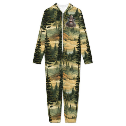 Sasquatch in Woods, Youth Flannel Footless Zip up Pajama Jumpsuit