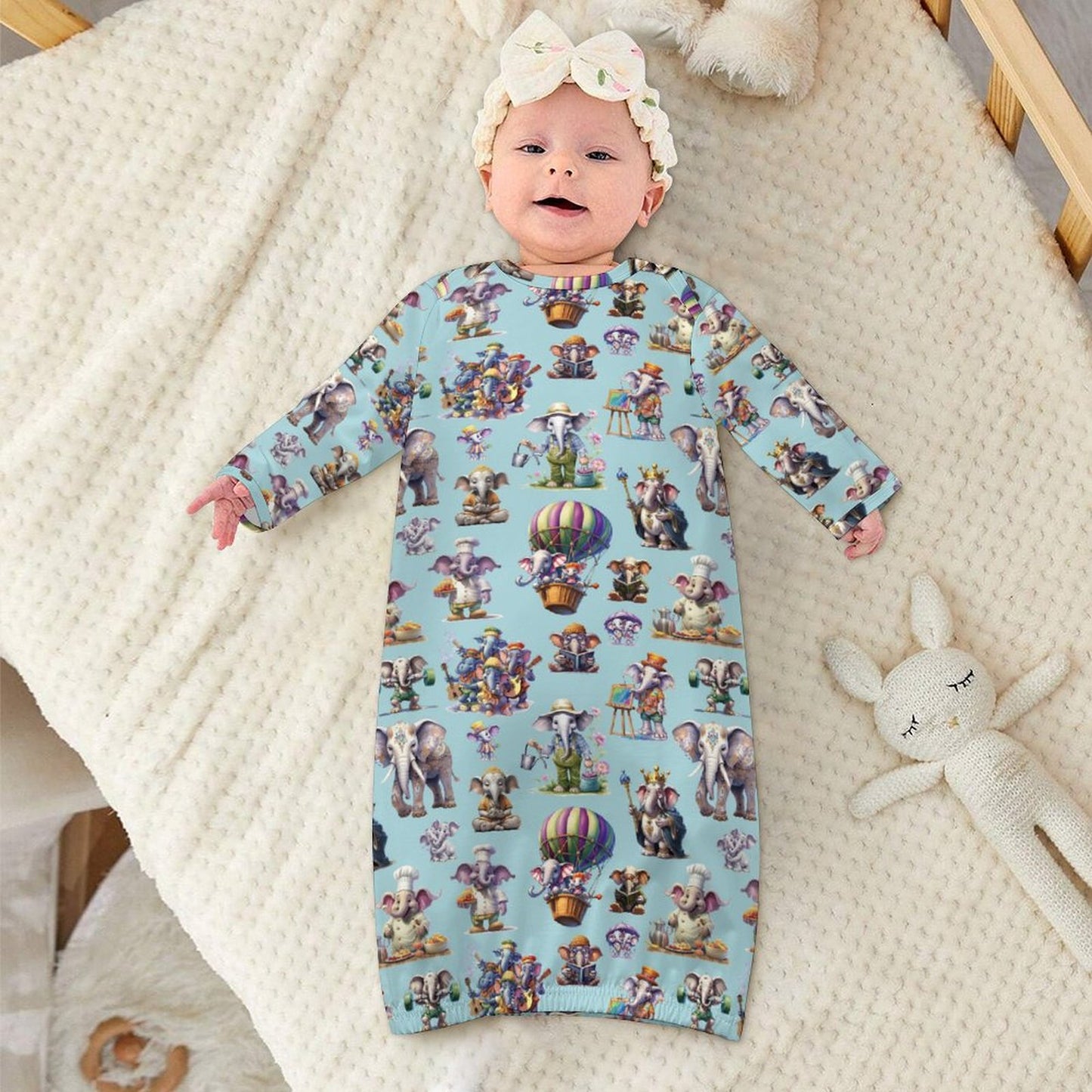 16 Misc Designs, Baby Long Sleeve Faux Cotton Sleeper Gown