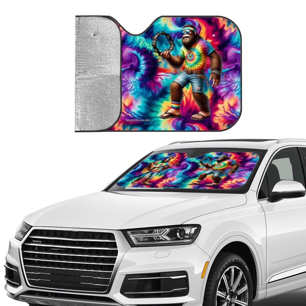 Hippie Bigfoot / Sasquatch Music, Auto Car Windshield Sun Shade