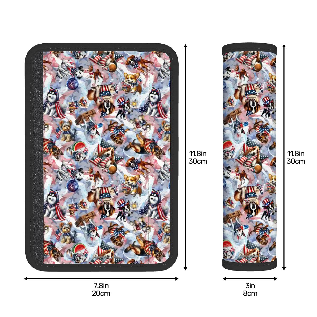 8 Patriot Designs, Seat Belt Cover Pad For Adults 2 Pcs