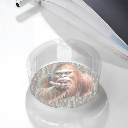 3 .3" Round, Lead Free Glass Ashtray - Bigfoot | Sasquatch Blow Kiss