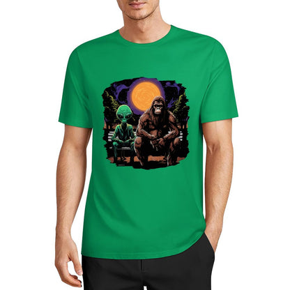 Bigfoot - Sasquatch & Alien Short Sleeve Cotton T-Shirt
