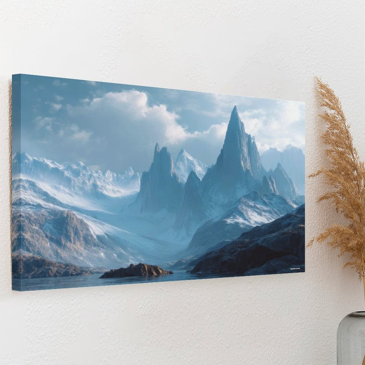 Grey Mountain View, Vintage Framed Canvas Art - 2 Sizes – Made in the USA