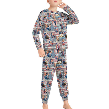 10 Trump Designs, Youth Flannel Footless Zip up Pajama Jumpsuit