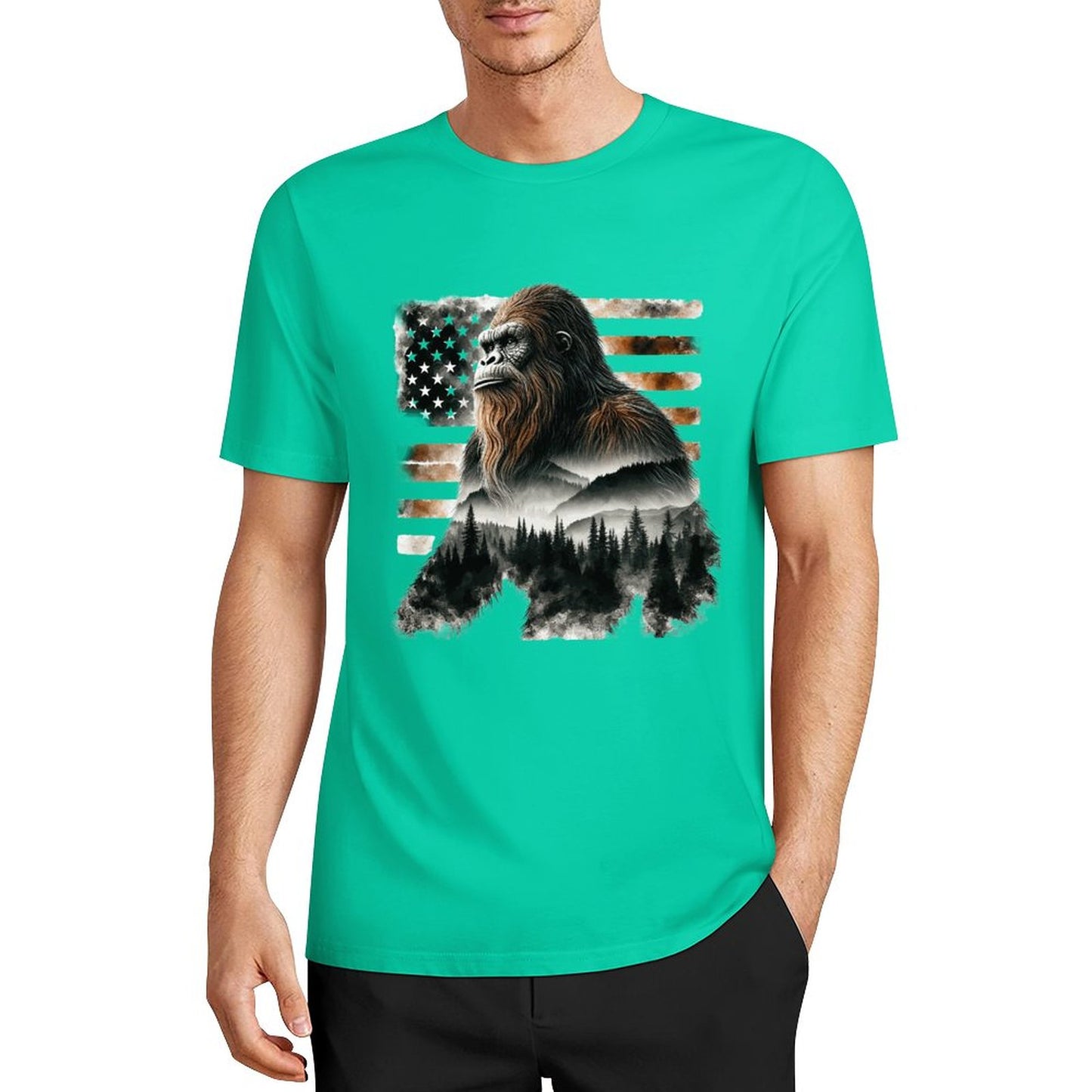 Bigfoot - Sasquatch Scenery Cotton Unisex Long Sleeve T-shirt