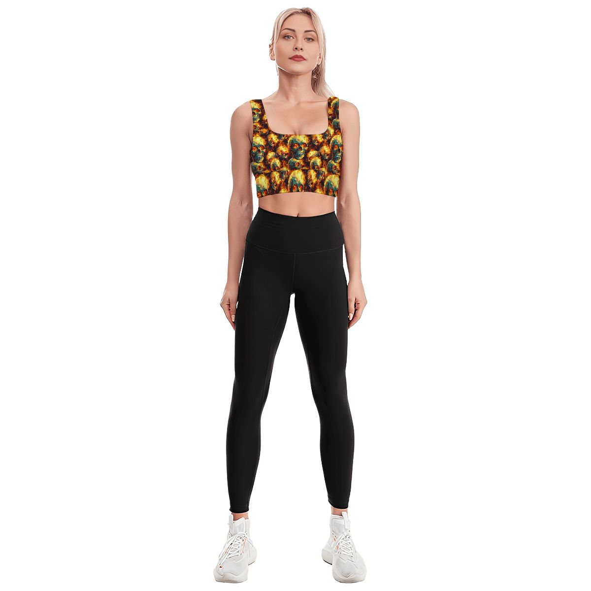 Fire Skulls, Traditional Sports Bra, Yoga Top