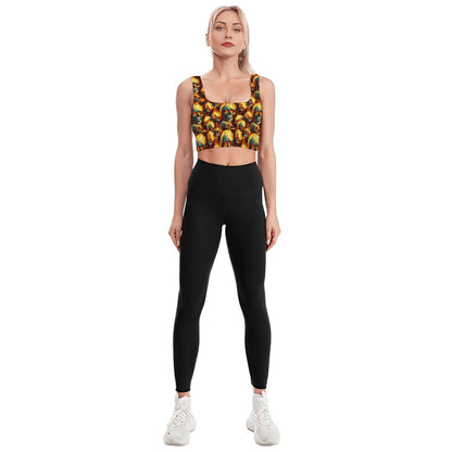 Fire Skulls, Traditional Sports Bra, Yoga Top