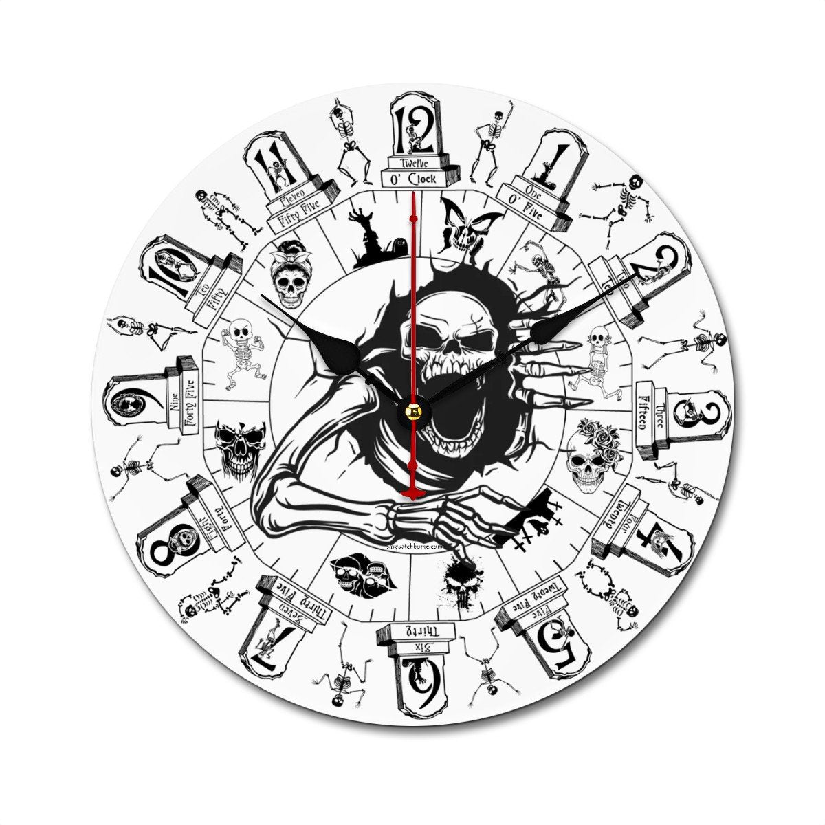 Skeleton, Round Wooden Wall Clock - Made in USA