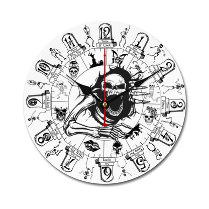 Skeleton, Round Wooden Wall Clock - Made in USA