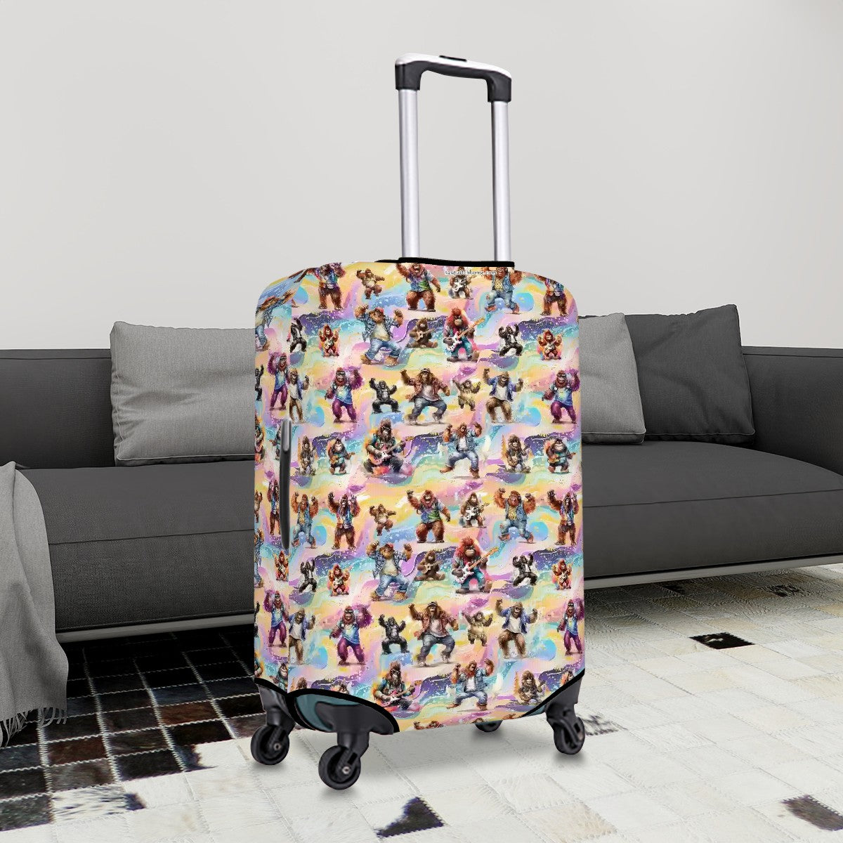 Groovy Sasquatch Bigfoot Polyester Luggage Cover / Protector (With Belt)