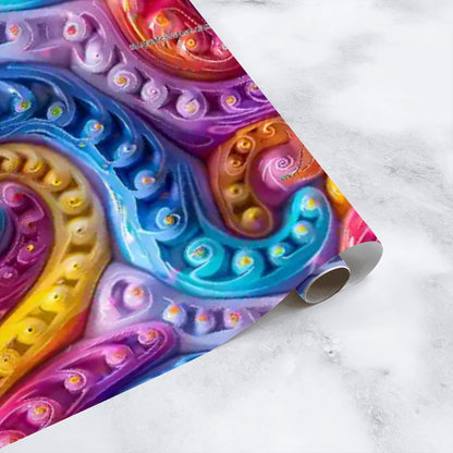 Psychedelic Design, 3 Pack Gift Wrapping Paper Sheets