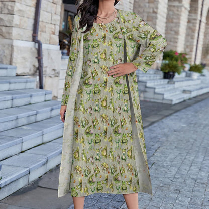 10 Animal Designs Women’s Long Dress with Cardigan