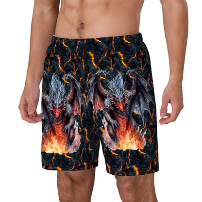 Fire Dragon, Men Beach Shorts / Swim trunks with 4 Pockets