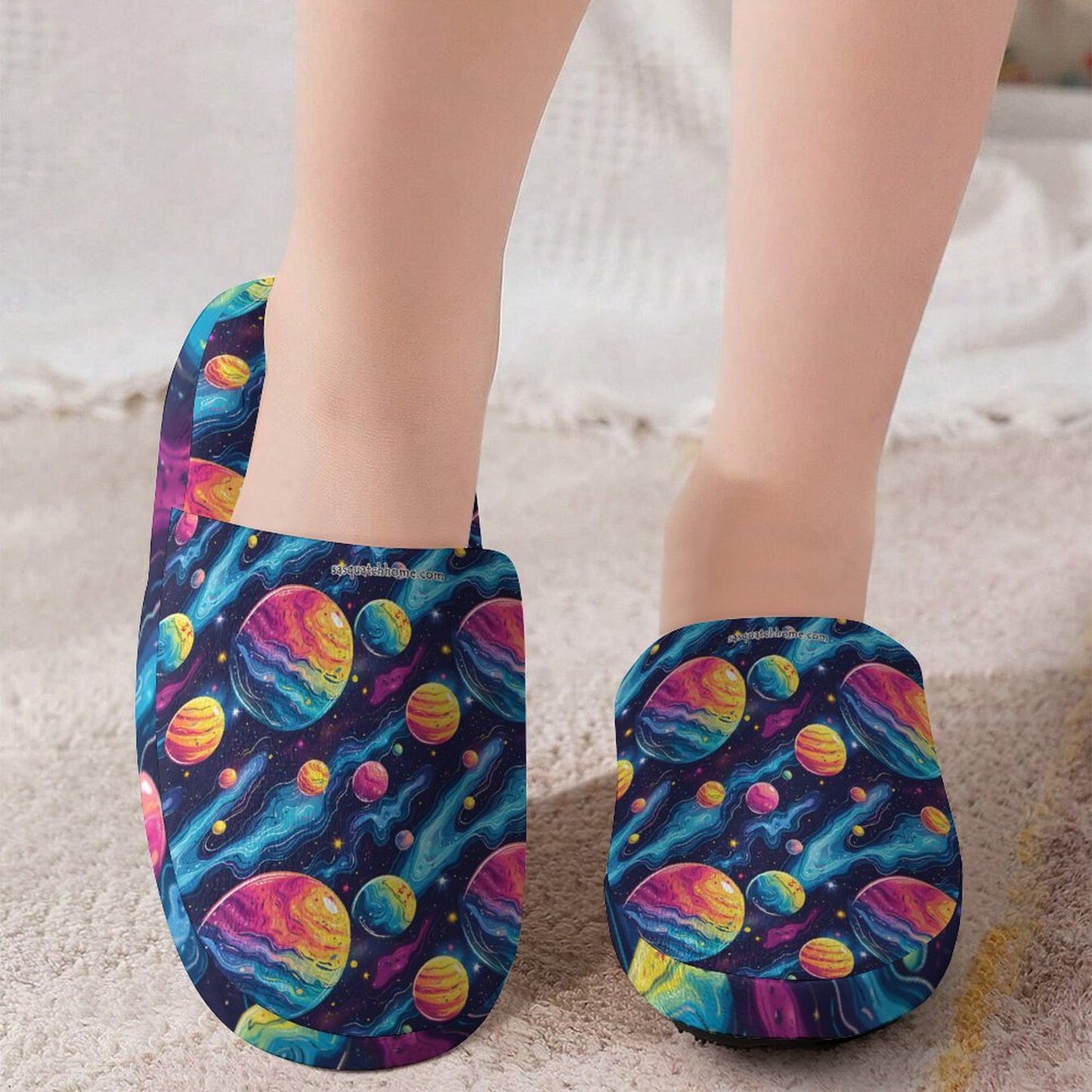 12 Galaxy Outer Space Designs, Flannel Children's Cotton Slippers