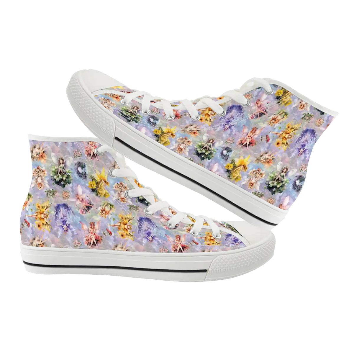 6 Fairy Designs, Women's High Top Canvas Shoes