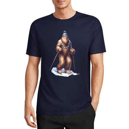Bigfoot - Sasquatch Snow Skiing Short Sleeve Cotton T-Shirt