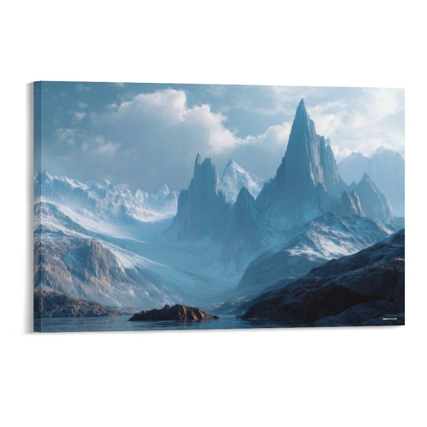 Grey Mountain View, Vintage Framed Canvas Art - 2 Sizes – Made in the USA