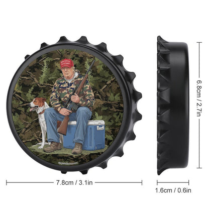 Donald Trump Hunting, 3” Magnetic Can Opener / Coaster / Fridge Decor
