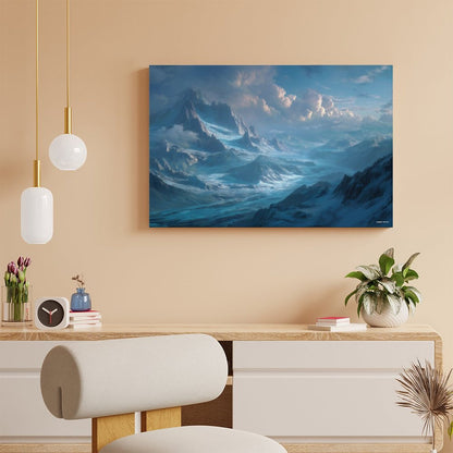 Cloudy Blue Mountains, Vintage Framed Canvas Art - 2 Sizes – Made in the USA