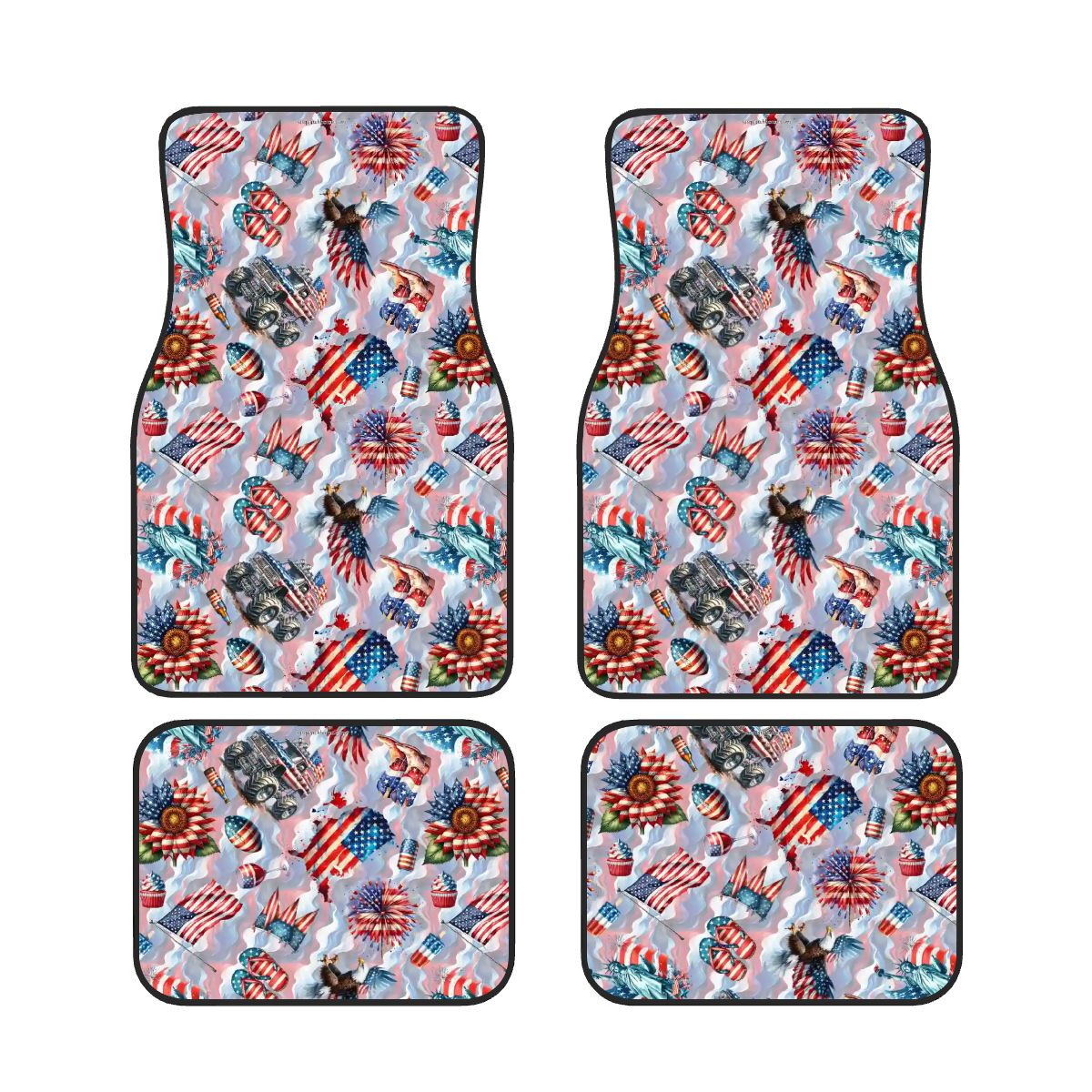 8 Patriot Designs, 4 Piece Auto Floor Mats