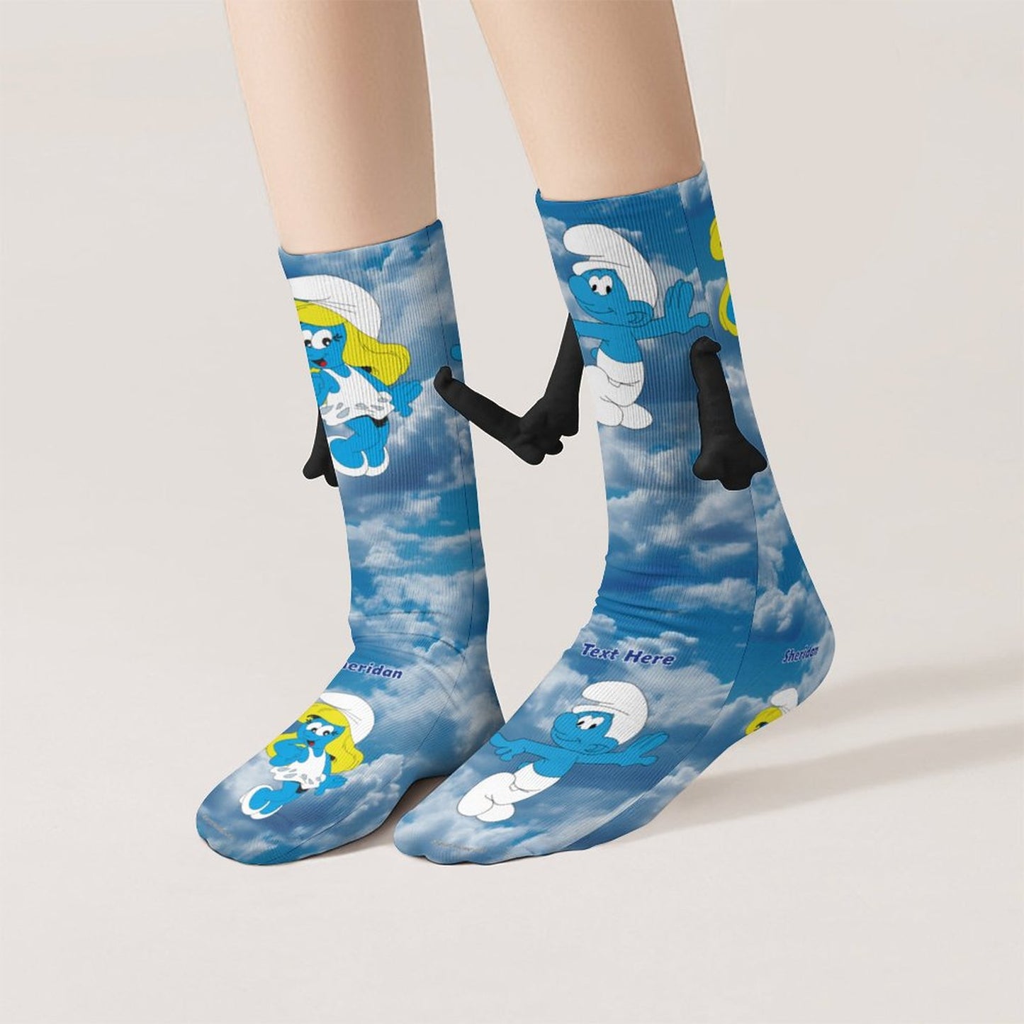 Smurf Magnetic Holding Hands Funny Socks – PERSONALIZE FREE
