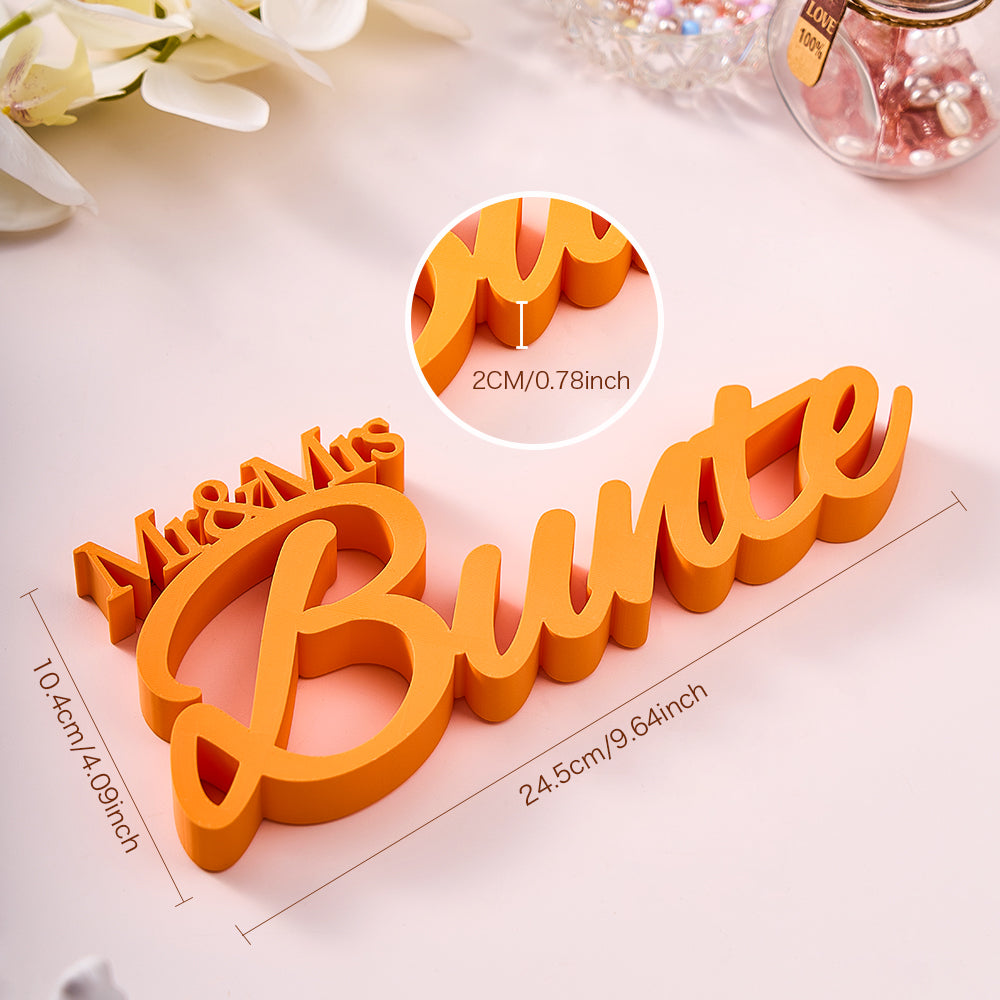 z Personalized 3D Print With Your Last Name, Mr & Mrs Family Name Wedding Decor Gifts