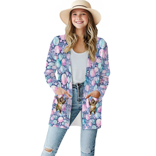 Bubbly Squatch Women's Long-Sleeved Cardigan
