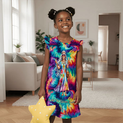 Hippie "Keep it Groovy..", Girl's Flutter Sleeve Nightgown