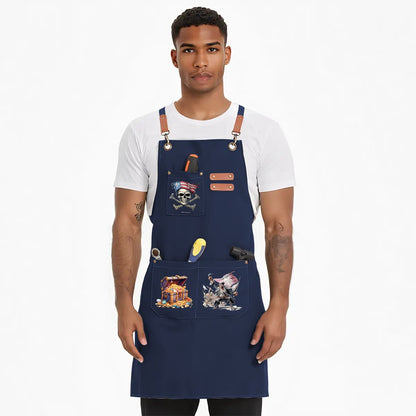Pirate Canvas Cross Back Apron with Pockets