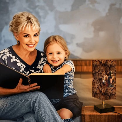 Bigfoot / Sasquatch Cowboy, Square Table Lamp with USB Ports, Charger