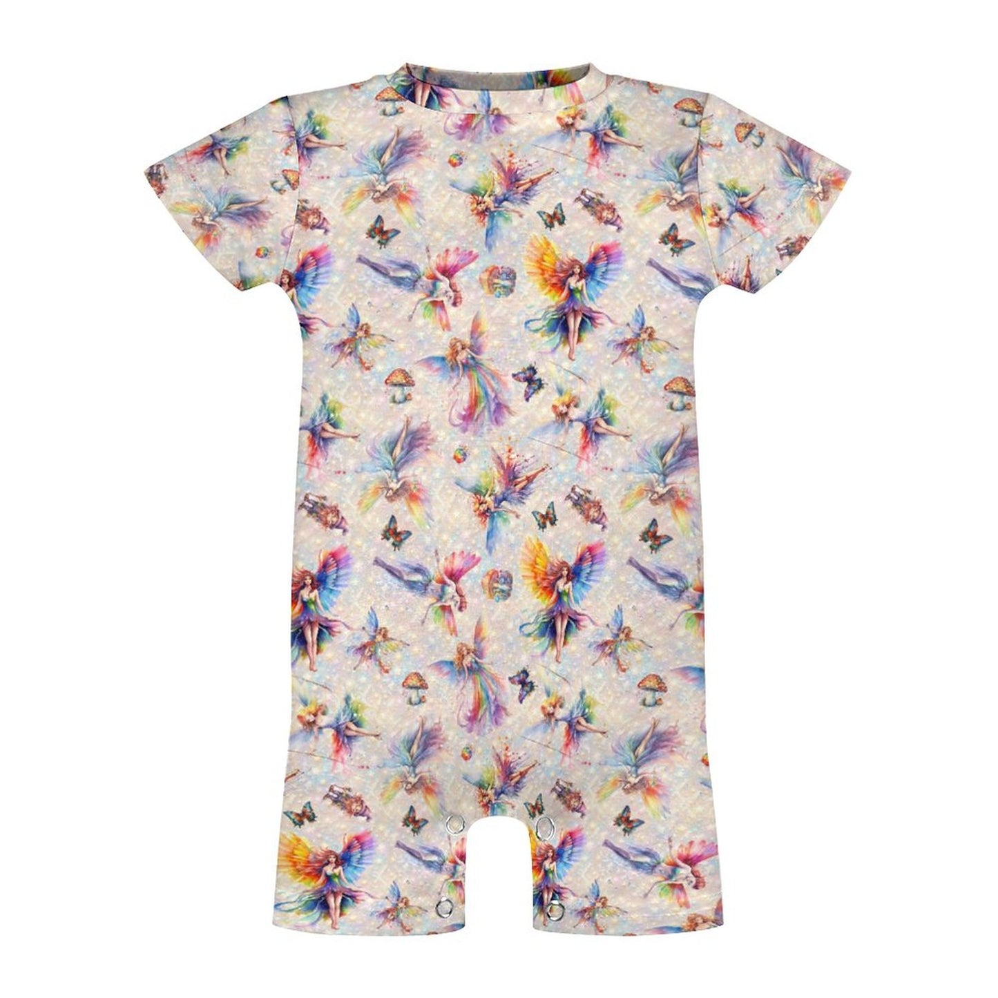 6 Fairy Designs, Faux Cotton Short Sleeve Baby Bodysuit Romper