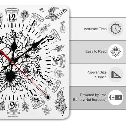 Flowers Square Wall Clock