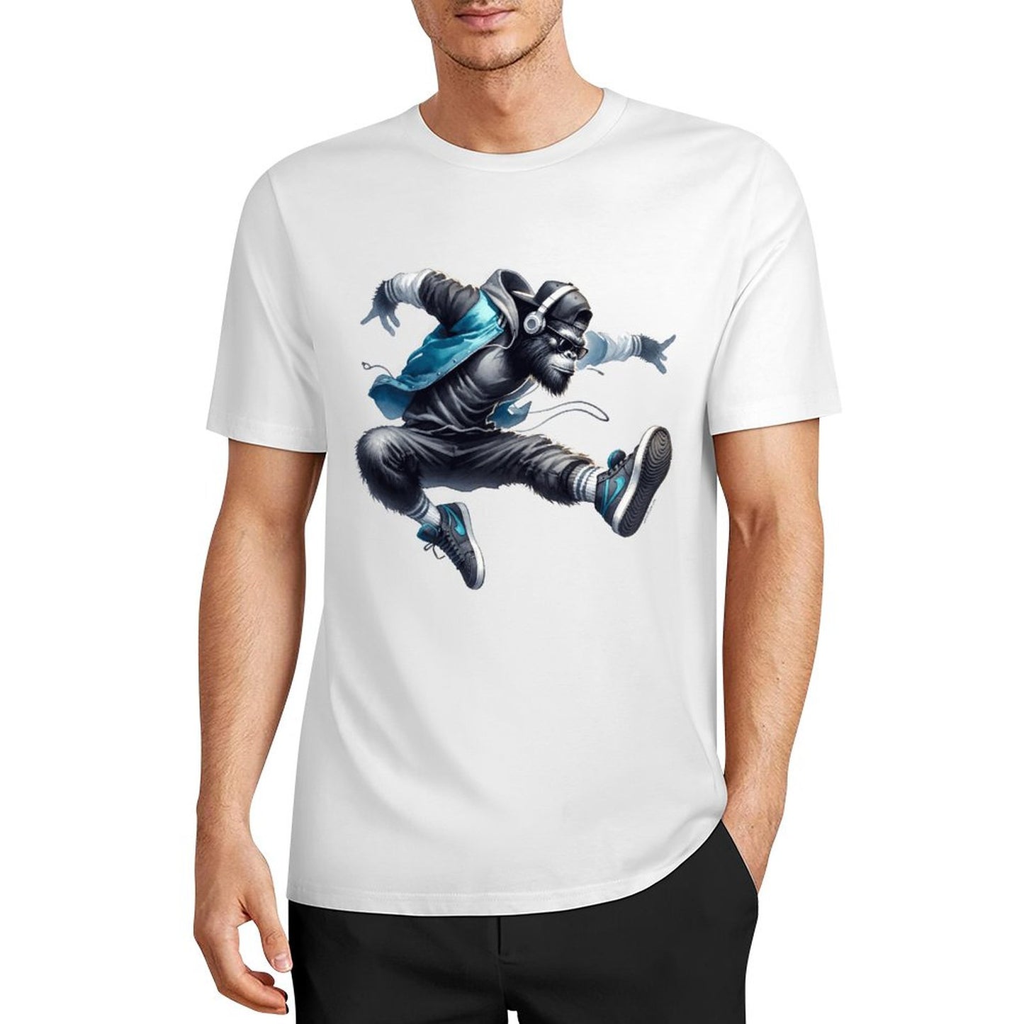 Bigfoot - Sasquatch Jumping Short Sleeve Cotton T-Shirt