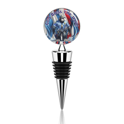Bigfoot / Sasquatch Police Officer "God bless..", Wine Bottle Stopper