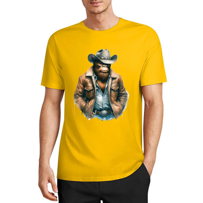 Bigfoot - Sasquatch Cowboy Short Sleeve Cotton T-Shirt