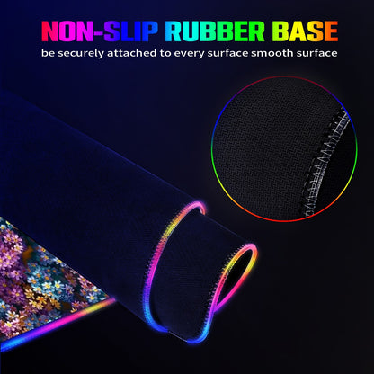 10 Beautiful Flower Designs, Wireless Charging Gaming Mouse Pads / Mat With Lights - 2 Sizes