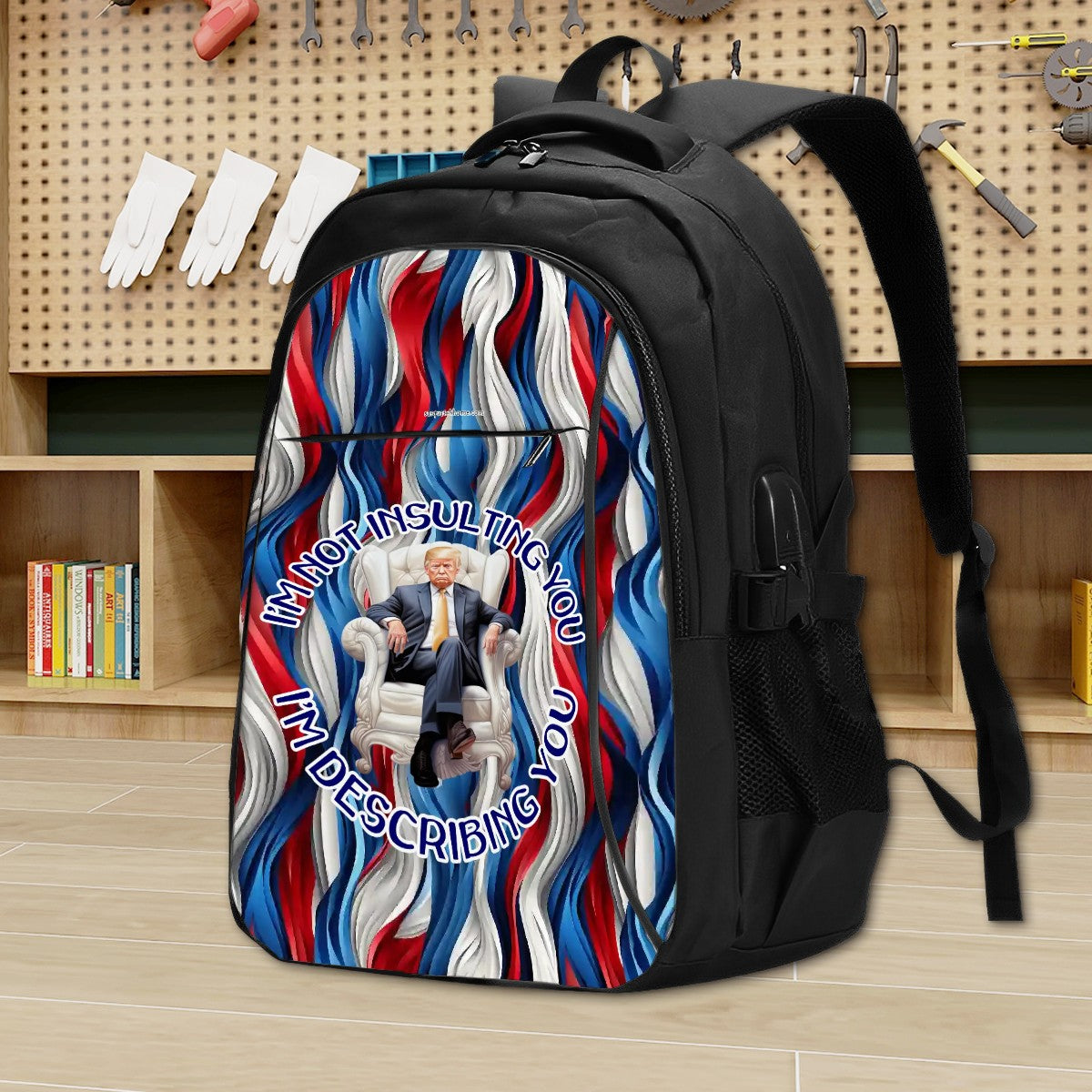 Donald Trump "I'm not judging.." Large Capacity, Oxford Travel, Laptop Bag with USB Charger