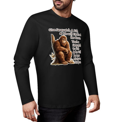 Bigfoot - Sasquatch "Give Sasquatch A Fish..",  Cotton Unisex Long Sleeve T-shirt