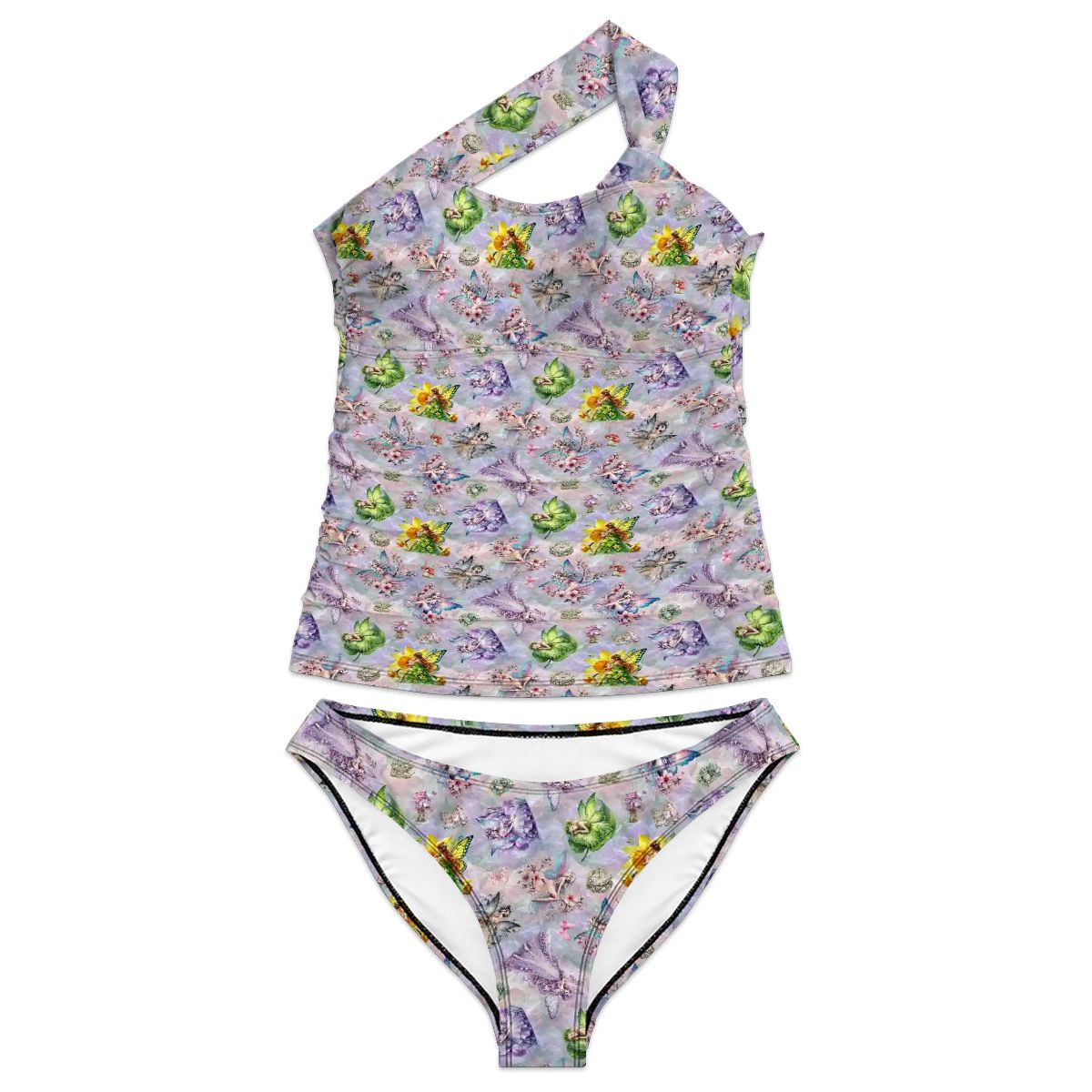 6 Fairy Designs, Women One Shoulder Tankini, Two Piece