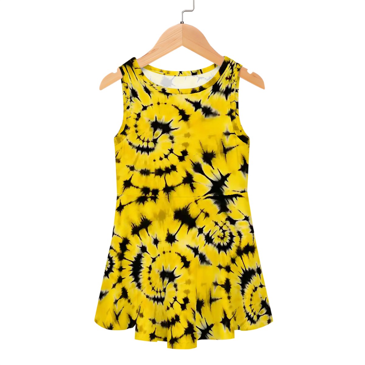 Tie-Dye Themed Girls Polyester Sleeveless Dress